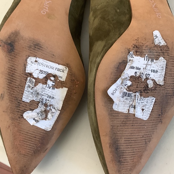 Franco Sarto ‘Callan’ Pointed Toe Pump green suede leather EUC - Picture 9 of 16